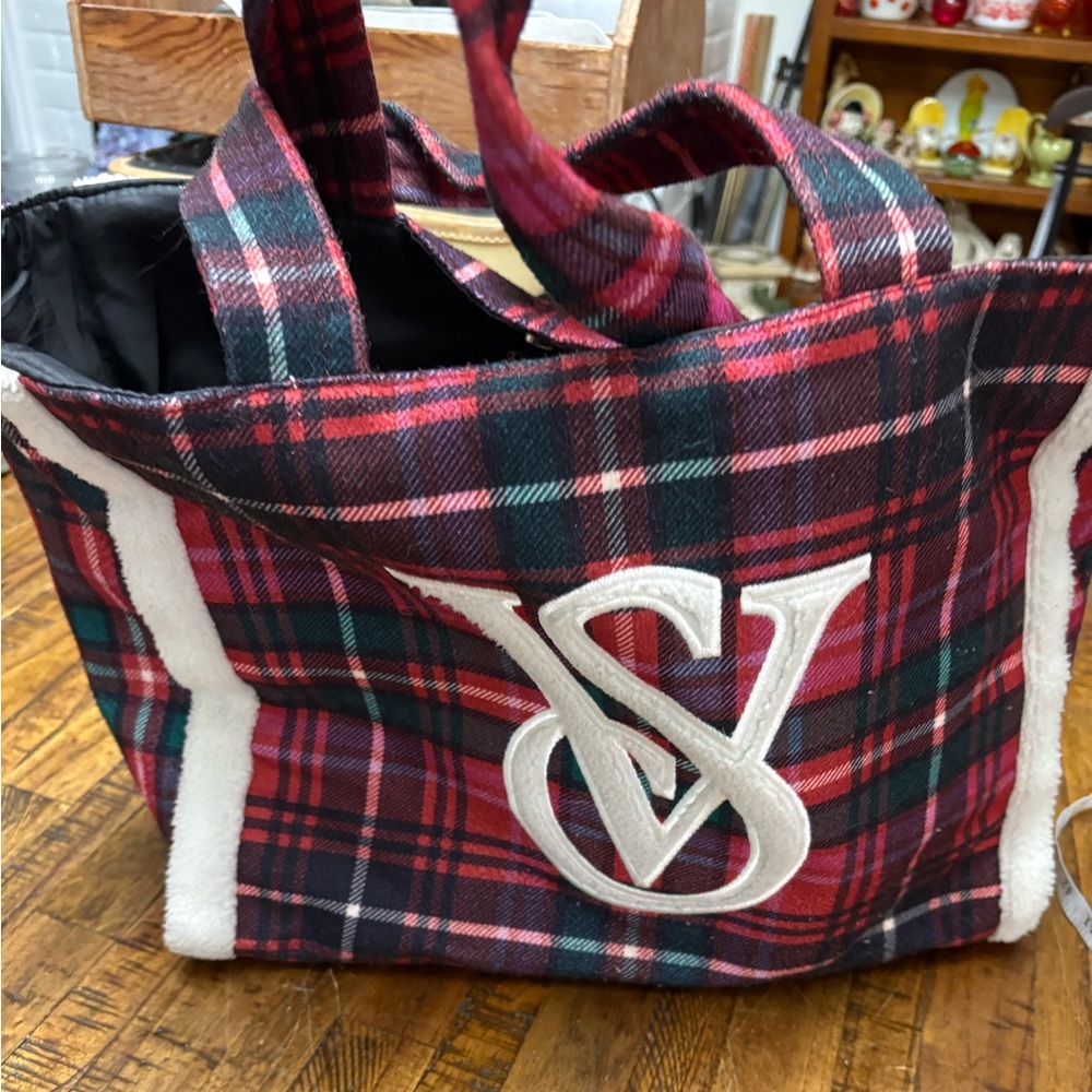 Victoria's Secret Tartan Tote - Red, Black, and pink. Really cute.